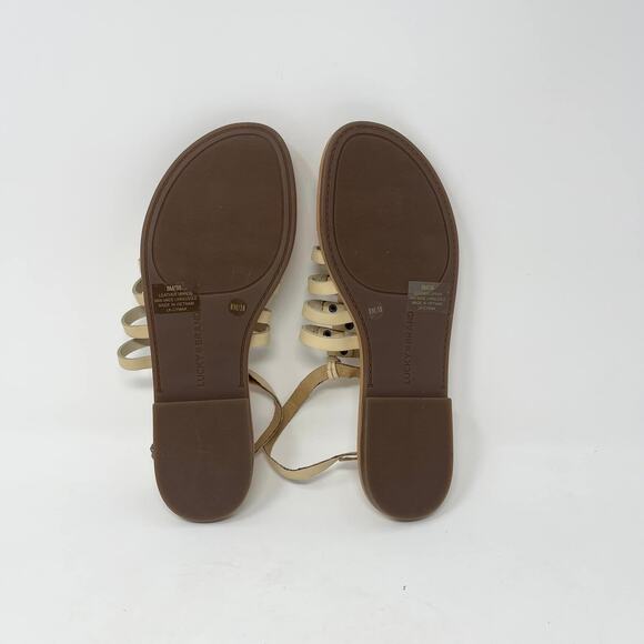 Lucky Brand Cymaa Tan Leather Strappy Gladiator Sandals with Rose Gold Lining - Picture 7 of 7